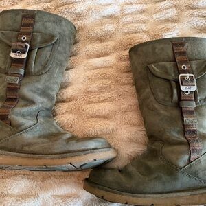 UGG Olive Suede Boot with Branded Patch